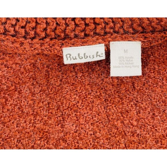 Rubbish Womens Knit Cardigan Sweater size Medium Orange With Striped Design - Picture 2 of 4